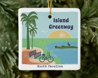 Island Greenway Carolina Beach Christmas Ornament|  Biking| Hiker Gift| Kure Beach NC Keepsake| Souvenir| Cyclist Gift| North Carolina Trail