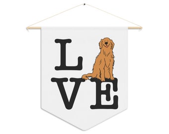 Golden Retriver LOVE Pennant| Dog Lover| Dog MOM| Dog DAD| Breeder Gift| Gift| BannerLisa Pascarell