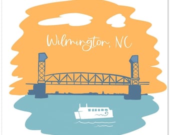 Cape Fear Memorial Bridge Poster Wilmington North Carolina Art Print