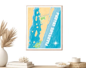 Pleasure Island Kure & Carolina Beach Map Print | Matte Vertical Poster