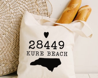 I Love Kure Beach North Carolina Tote |Zip-code Tote |28449Gift | Beach Tote | |Heart Beach Bag | Heart tote |Souvenir Tote |