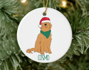 Golden Retriever Personalized Christmas Ornament| cute dog| dog lover | Gift |Golden Mom| Golden Dad|Pet Sitter Gift| Santa |