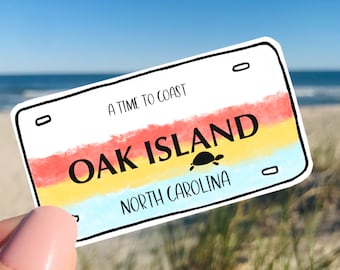 Oak Island North Carolina Sticker 2 x3 inch Sticker, Hydroflask Sticker, License Plate Sticker, Laptop, OKI Sticker