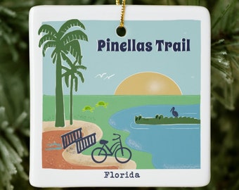 Pinellas Trail Florida Christmas Ornament|  Biking Ornament, Hiker Gift| Dunedin, FL Keepsake, Souvenir, Cyclist Gift| Vacation Ornament