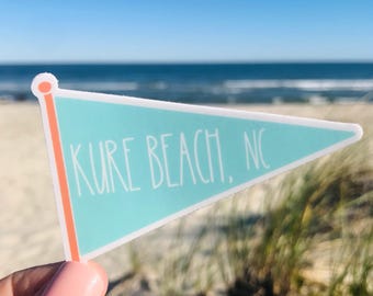 Kure Beach Flag Sticker: Waterproof Vinyl Decal, Laptop & Water Bottle