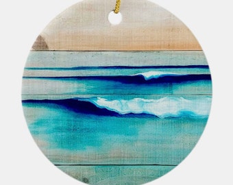 Minimalist Wave Christmas Ornament | Coastal Christmas |Surf Art | Beach House Decor | Ocean Ornament | Surfer Gift | Beach | FREE SHIPPING