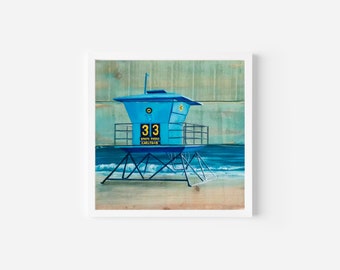 Carlsbad Tower 33 on  Art PRINT | Beach Print | Square Print | Surf Art | California Print | Coastal Art |