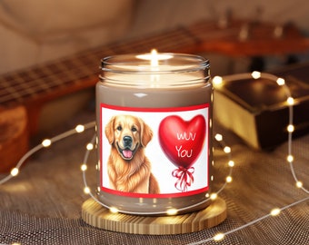 Golden Retriever LOVE Valentine Candle Scented Candle, 9oz