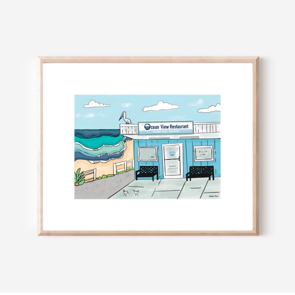 Ocean View Restaurant Kure Beach NC  Art Print