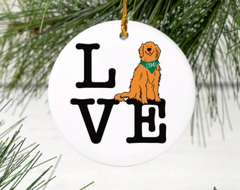 Golden Retriever Personalized Christmas Ornament| cute dog, dog lover | Gift |Golden Mom| Golden Dad|Pet Sitter Gift| LOVE |