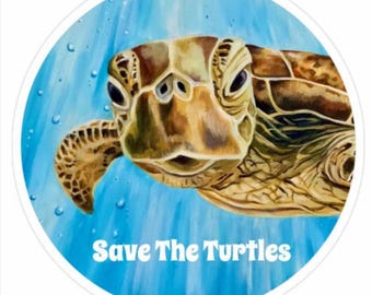 Sea Turtle Sticker: Waterproof Vinyl Decal, Sara Pascarell Art