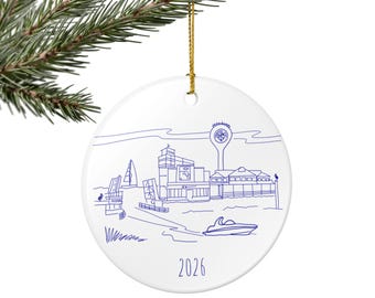 Wrightsville Beach, Carolina del Norte / Adorno de cerámica con forma de velero / Paseo marítimo 2026