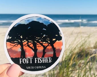 Fort Fisher Sunset Sticker: Waterproof Vinyl Decal, North Carolina