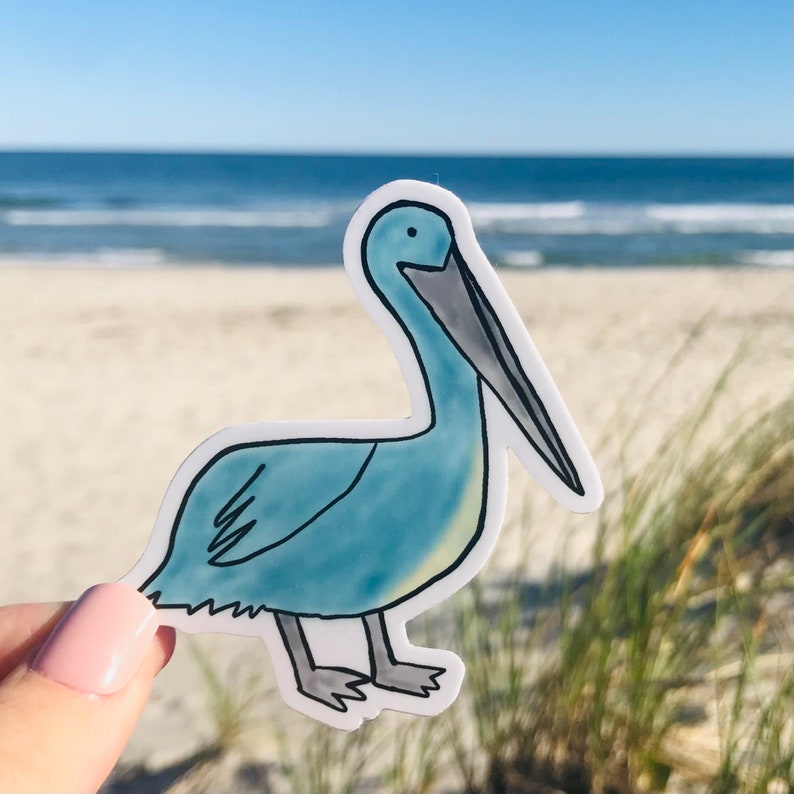 Pelican 3 x 3 inch Sticker, Water Bottle Sticker, Beach Sticker, Laptop Sticker, Kure Beach pier, George the pelican image 3