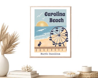 Carolina Beach Ferris Wheel Print: North Carolina Travel Poster