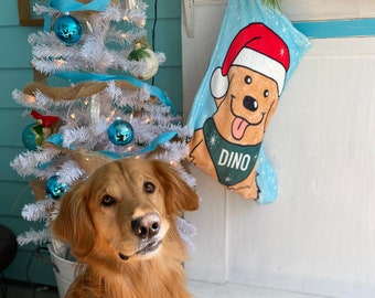 Golden Retriever Dog Christmas Stocking | Personalized |  Pet Stocking | Dog Christmas Gift | Dog Lover | Pet Holiday |