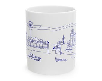 Taza de cerámica con diseño náutico de Wrightsville Beach, Carolina del Norte