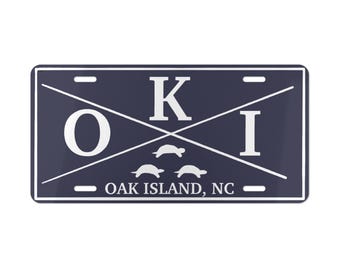 Matrícula personalizada con el logotipo de la tortuga de Oak Island, Carolina del Norte / Matrícula costera