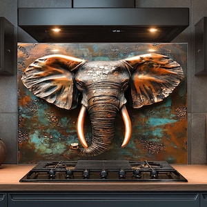 Dosseret en verre trempé, Dosseret en verre éléphant pour la cuisine, Couvercle supérieur de cuisinière, Dosseret de poêle, Dosseret de cuisine pour cuisinière