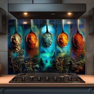 Dosseret en verre trempé, Dosseret en verre épicé pour la cuisine, Couvercle supérieur de cuisinière, Dosseret de poêle, Dosseret de cuisine, Dosseret pour cuisinière