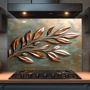Dosseret en verre trempé, Dosseret en verre fleuri pour la cuisine, Couvercle supérieur de cuisinière, Dosseret de poêle, Dosseret de cuisine, Dosseret pour cuisinière
