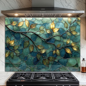 Paraschizzi in vetro temperato per cucina - Paraschizzi per fornelli facile da pulire e resistente al calore - Design floreale