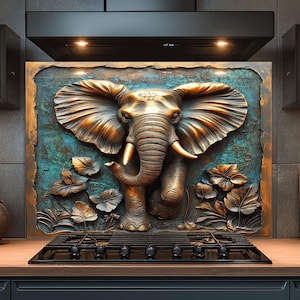 Dosseret en verre trempé, Dosseret en verre éléphant pour la cuisine, Couvercle supérieur de cuisinière, Dosseret de poêle, Dosseret de cuisine pour cuisinière