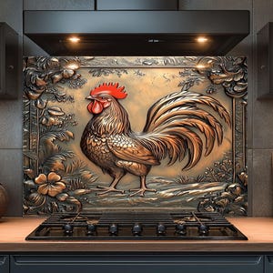 Dosseret en verre trempé, Dosseret en verre coq pour la cuisine, Couvercle supérieur de cuisinière, Dosseret de poêle, Dosseret de cuisine, Dosseret pour cuisinière