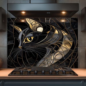 Dosseret en verre trempé, Dosseret en verre chat pour la cuisine, Couvercle supérieur de cuisinière, Dosseret de poêle, Dosseret de cuisine, Dosseret pour cuisinière