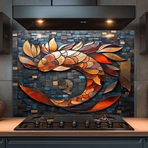 Dosseret en verre trempé, Dosseret en verre de poisson pour la cuisine, Couvercle supérieur de cuisinière, Dosseret de poêle, Dosseret de cuisine, Dosseret pour cuisinière