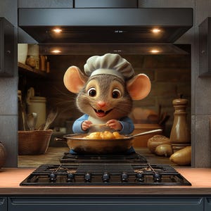 Dosseret en verre trempé, Dosseret en verre de souris pour la cuisine, Couvercle supérieur de cuisinière, Dosseret de poêle, Dosseret de cuisine, Dosseret pour cuisinière