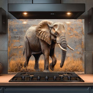 Dosseret en verre trempé, Dosseret en verre éléphant pour la cuisine, Couvercle supérieur de cuisinière, Dosseret de poêle, Dosseret de cuisine pour cuisinière