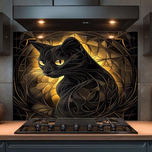 Dosseret en verre trempé, Dosseret en verre chat pour la cuisine, Couvercle supérieur de cuisinière, Dosseret de poêle, Dosseret de cuisine, Dosseret pour cuisinière