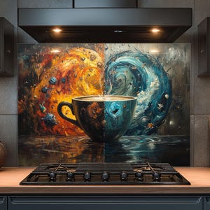 Dosseret en verre trempé, Dosseret en verre café pour la cuisine, Couvercle supérieur de cuisinière, Dosseret de poêle, Dosseret de cuisine, Dosseret pour cuisinière