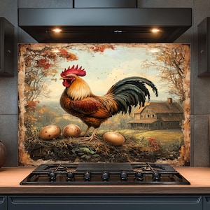 Dosseret en verre trempé, Dosseret en verre coq pour la cuisine, Couvercle supérieur de cuisinière, Dosseret de poêle, Dosseret de cuisine, Dosseret pour cuisinière