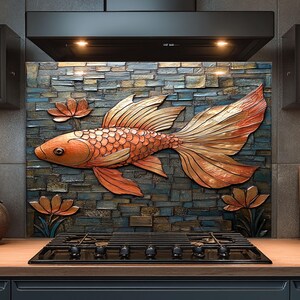 Dosseret en verre trempé, Dosseret en verre de poisson pour la cuisine, Couvercle supérieur de cuisinière, Dosseret de poêle, Dosseret de cuisine, Dosseret pour cuisinière