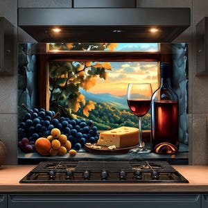 Dosseret en verre trempé, Dosseret en verre à vin pour la cuisine, Couvercle supérieur de cuisinière, Dosseret de poêle, Dosseret de cuisine, Dosseret pour cuisinière