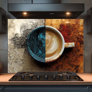 Dosseret en verre trempé, Dosseret en verre café pour la cuisine, Couvercle supérieur de cuisinière, Dosseret de poêle, Dosseret de cuisine, Dosseret pour cuisinière
