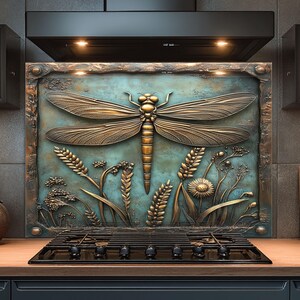 Dosseret en verre trempé, dosseret en verre libellule pour cuisine, couvercle de cuisinière, dosseret de poêle, dosseret de cuisine pour cuisinière