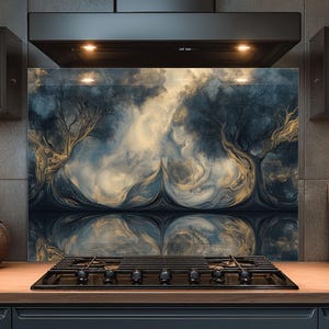 Dosseret en verre trempé, dosseret en verre arbre de vie pour cuisine, couvercle de cuisinière, dosseret de poêle, dosseret de cuisine pour cuisinière