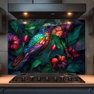 Dosseret en verre trempé, Dosseret en verre pour oiseaux pour la cuisine, Couvercle supérieur de cuisinière, Dosseret de poêle, Dosseret de cuisine, Dosseret pour cuisinière