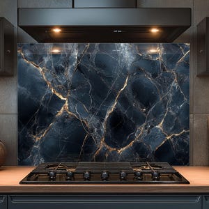 Dosseret en verre trempé, Dosseret en verre marbré pour la cuisine, Couvercle supérieur de cuisinière, Dosseret de poêle, Dosseret de cuisine, Dosseret pour cuisinière