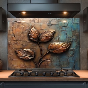 Dosseret en verre trempé, Dosseret en verre fleuri pour la cuisine, Couvercle supérieur de cuisinière, Dosseret de poêle, Dosseret de cuisine, Dosseret pour cuisinière
