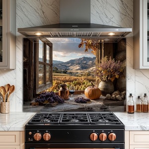 Rustic Window Tempered Glass Kitchen Backsplash: Heat & Scratch Resistant
