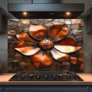 Dosseret en verre trempé, Dosseret en verre fleuri pour la cuisine, Couvercle supérieur de cuisinière, Dosseret de poêle, Dosseret de cuisine, Dosseret pour cuisinière