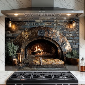 Tempered Glass Backsplash for Kitchen - Easy to Clean, Heat Resistant Stove Backsplash - Oven Design