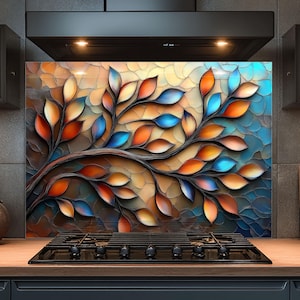 Dosseret en verre trempé, Dosseret en verre fruité pour la cuisine, Couvercle supérieur de cuisinière, Dosseret de poêle, Dosseret de cuisine, Dosseret pour cuisinière