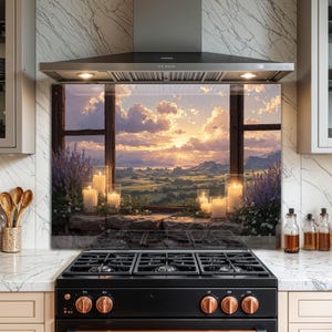 Rustic Window Tempered Glass Kitchen Backsplash: Easy Clean, Heat Resistant