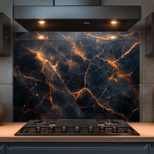 Dosseret en verre trempé, Dosseret en verre marbré pour la cuisine, Couvercle supérieur de cuisinière, Dosseret de poêle, Dosseret de cuisine, Dosseret pour cuisinière