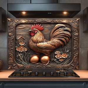 Dosseret en verre trempé, Dosseret en verre coq pour la cuisine, Couvercle supérieur de cuisinière, Dosseret de poêle, Dosseret de cuisine, Dosseret pour cuisinière